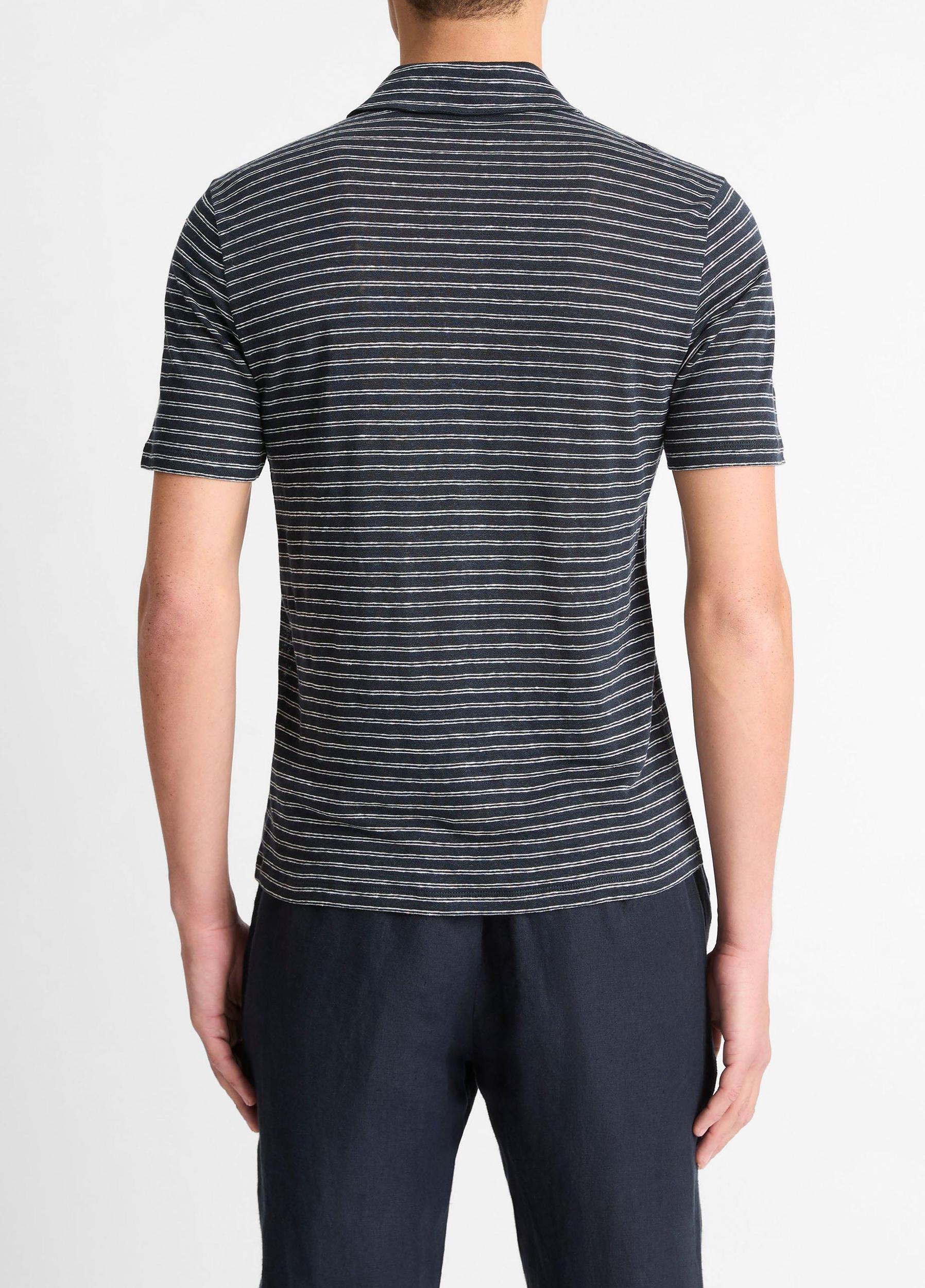 Striped Linen Jersey Polo Shirt Product Image