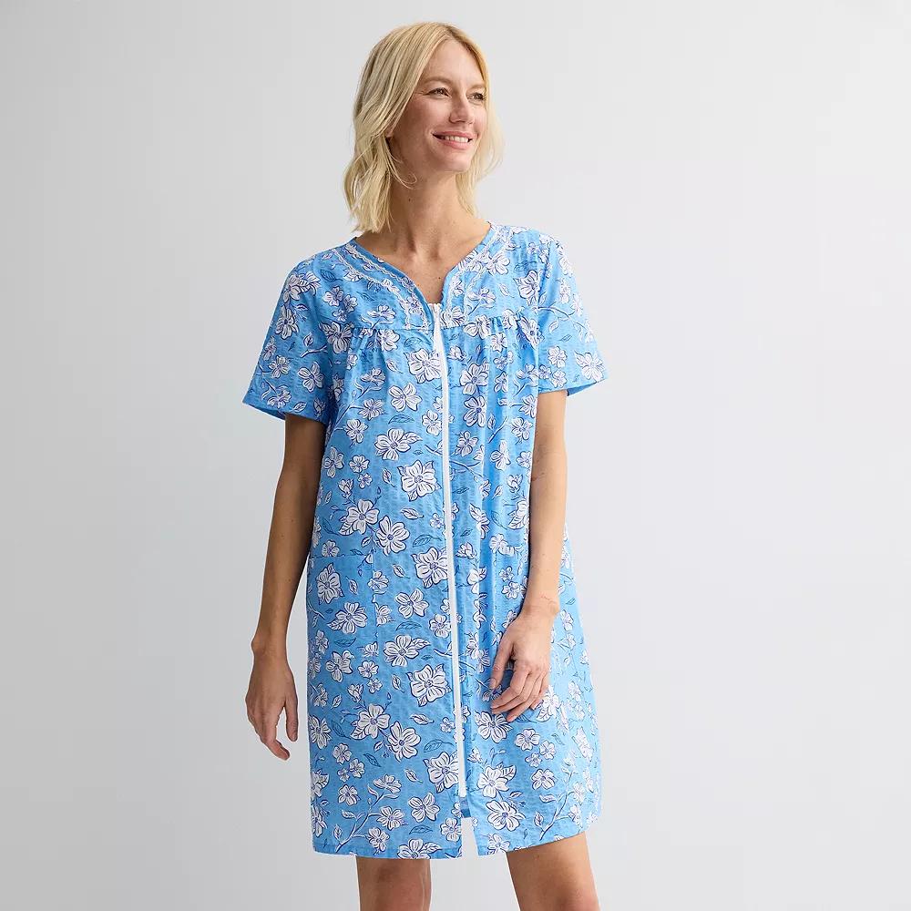 Women's Croft & Barrow® Woven Zip Short Robe,  Product Image