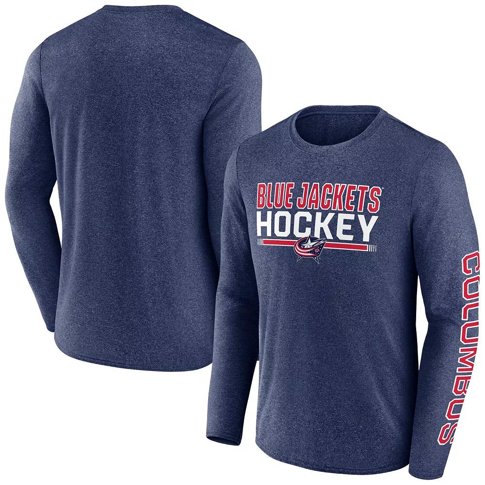 Men's Fanatics Heather Navy Columbus Blue Jackets Sweep Iconic Synthetic Long Sleeve T-Shirt, Size: Medium Product Image