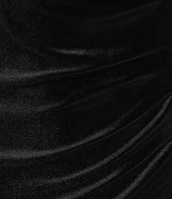 Marina Stretch Velvet Beaded Long Sleeve Pleated Side Dress Product Image