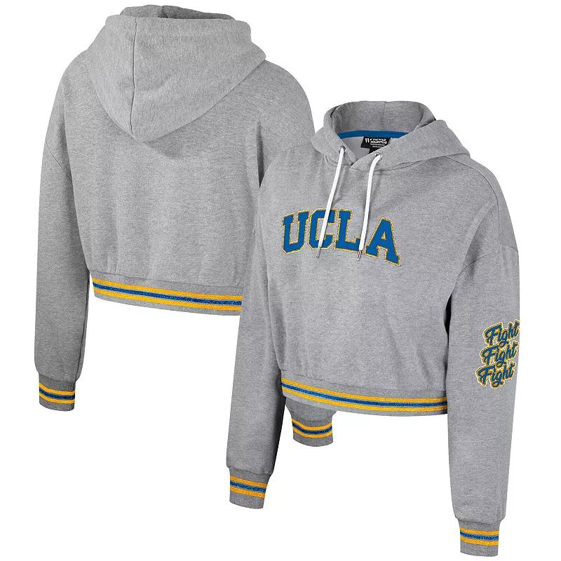 Womens The Wild Collective Heather Gray UCLA Bruins Cropped Shimmer Pullover Hoodie Product Image