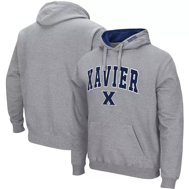 Men's Colosseum Heathered Gray Xavier Musketeers Arch and Logo Pullover Hoodie,  Product Image