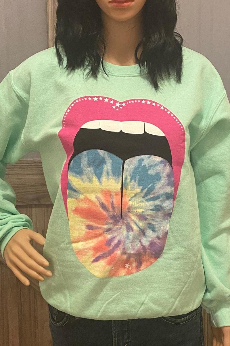 Tie Dye Tongue Sweatshirt Product Image