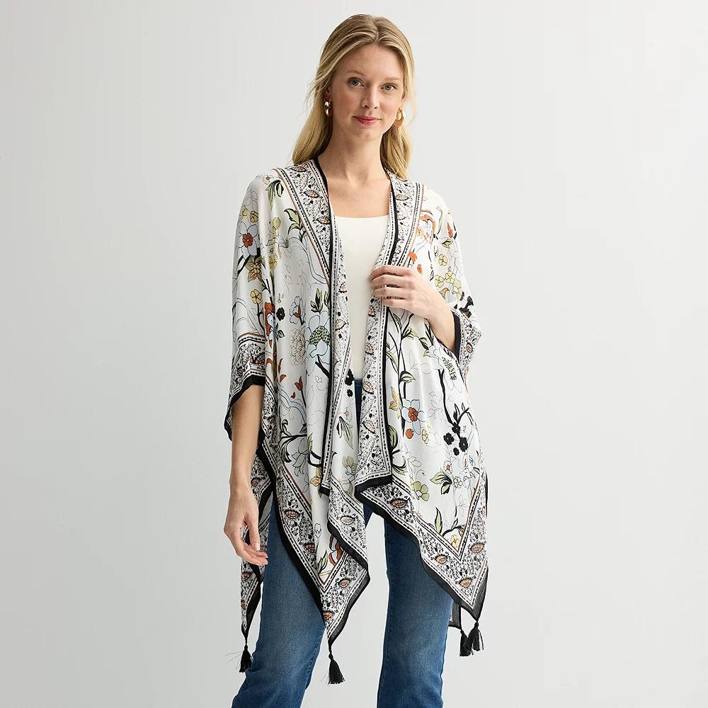 Women's Nine West Floral Wallpaper Pattern Topper, Black Neutral Product Image