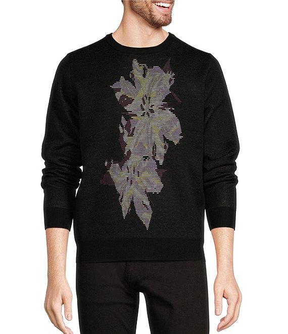 Murano Inflorescence Collection Jacquard Textured Crew Neck Sweater Product Image