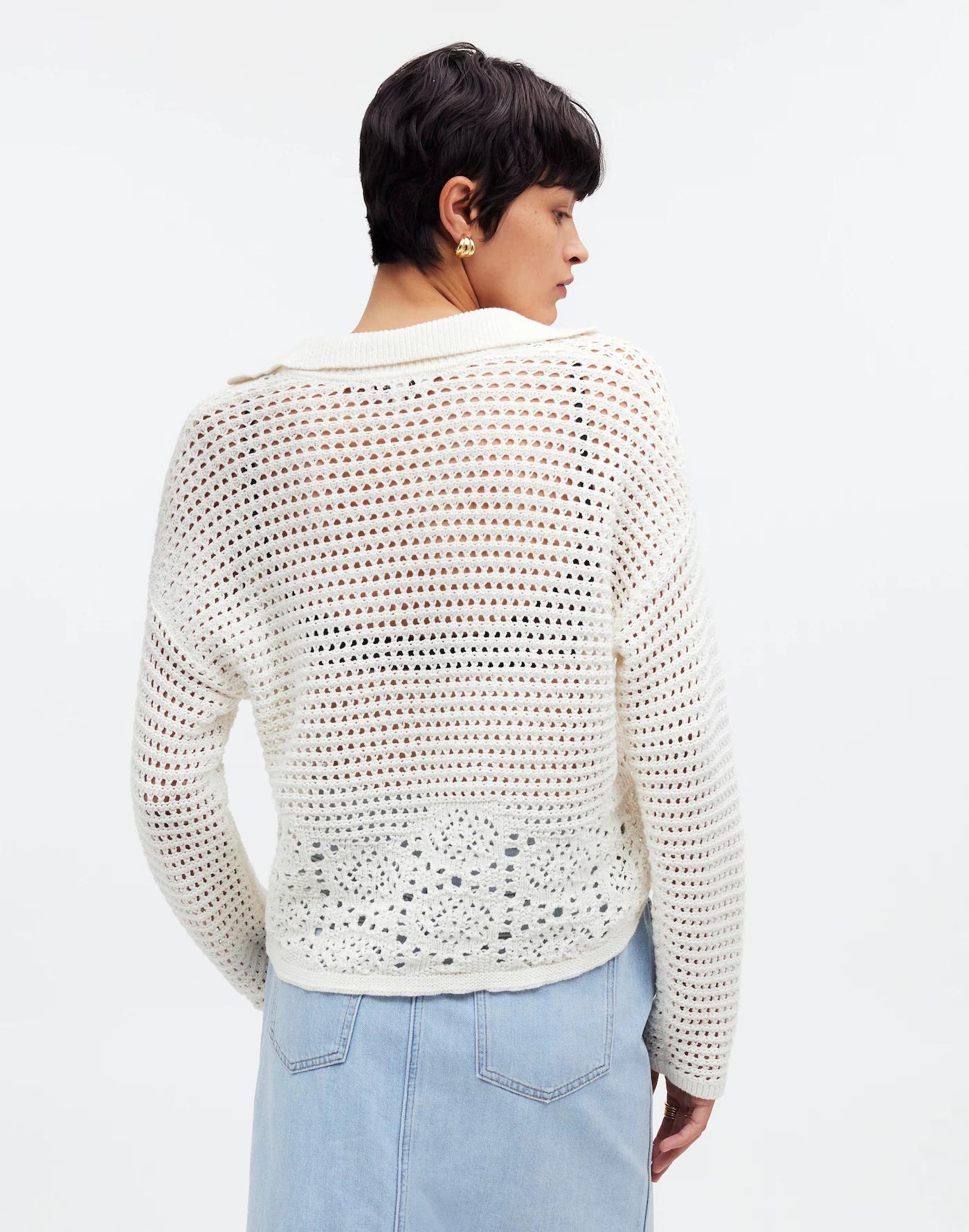 Crochet Polo Sweater Product Image