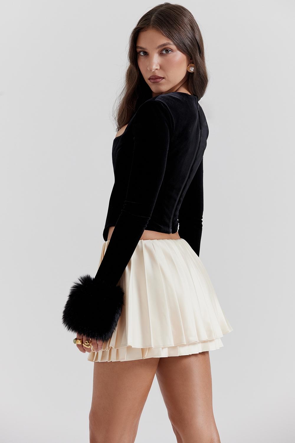 Emira  ivory pleated mini skirt Product Image