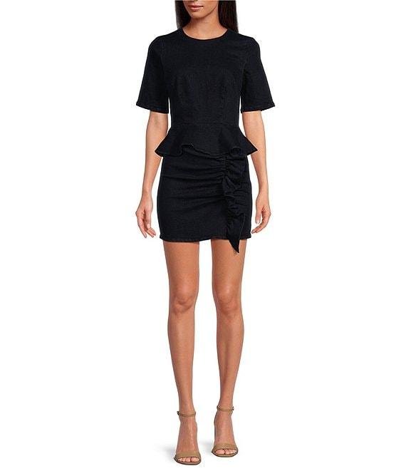 COREY LYNN CALTER Minka Stretch Denim Ruffle Mini Skirt Product Image