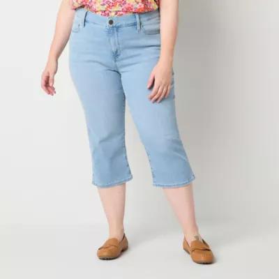 St. John's Bay Womens Skinny Mid Rise Plus Capri Pant Product Image