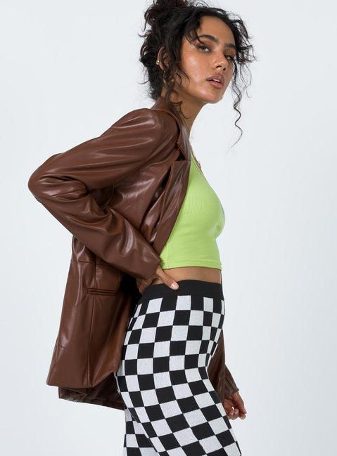 Morrison Faux Leather Blazer Brown Product Image