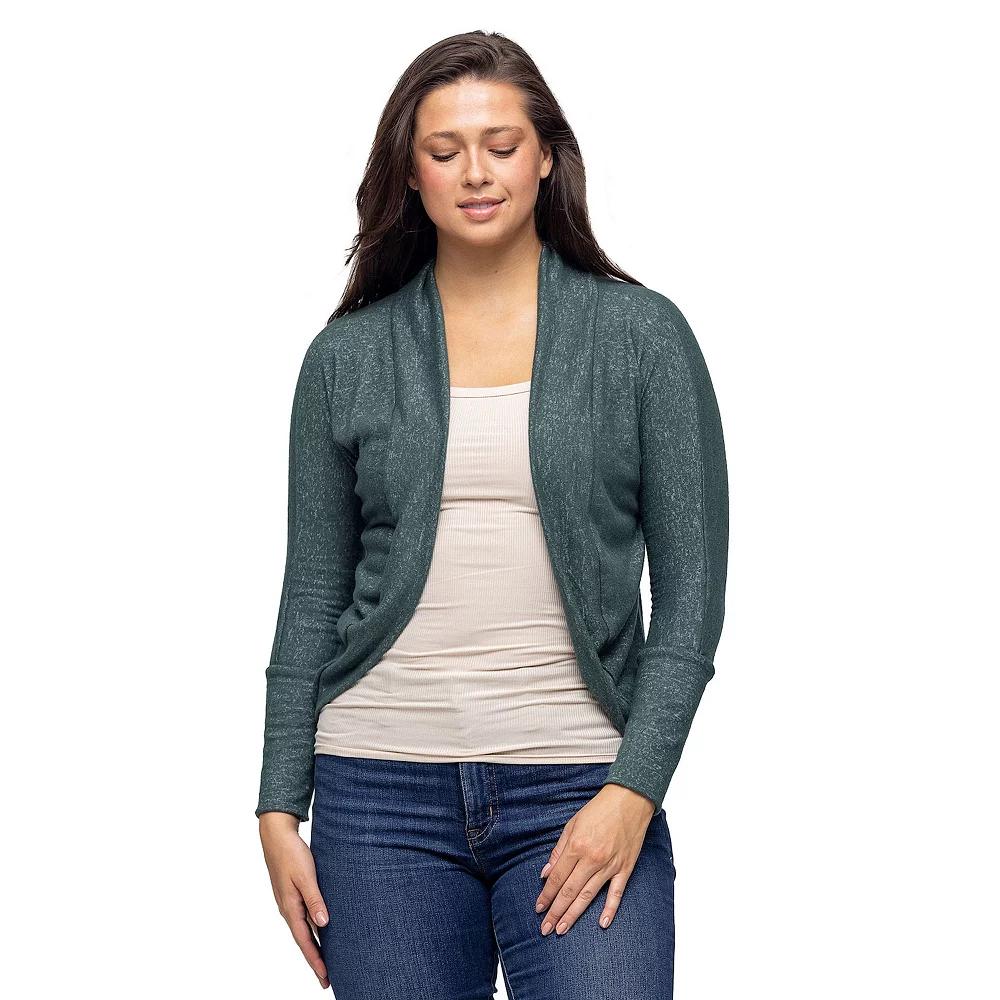 Women's 24Seven Comfort Apparel Curved Hem Open Front Bolero Shrug,  Product Image