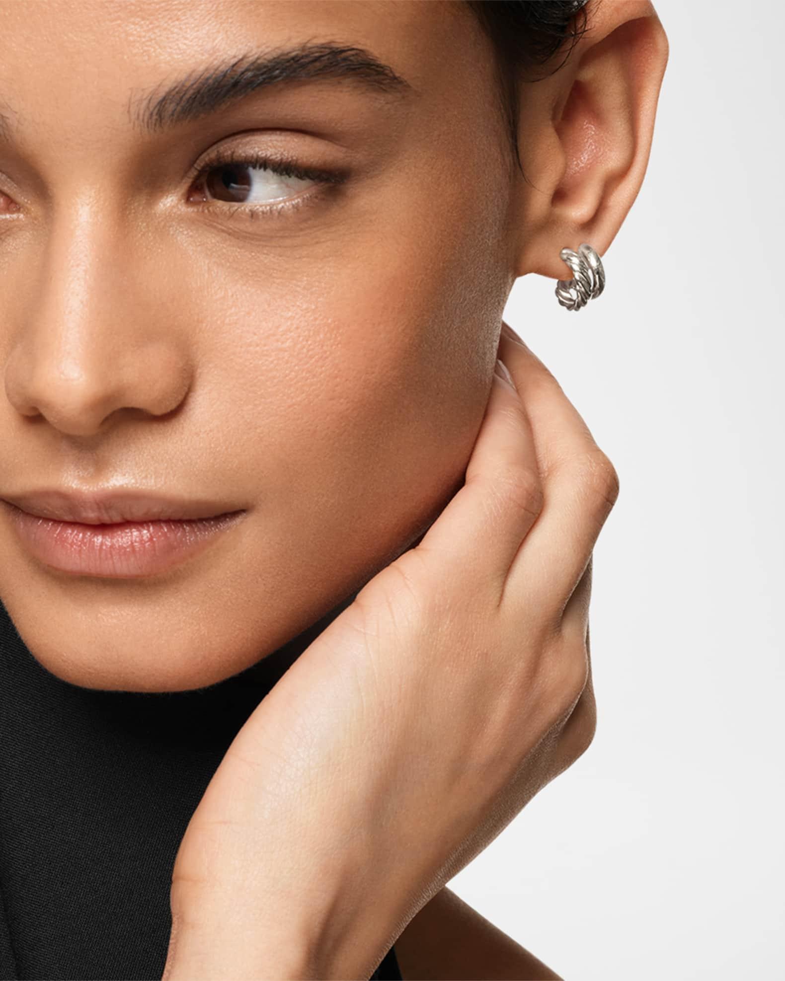 DY Mercer Double Hoop Huggie Earrings in Silver Product Image