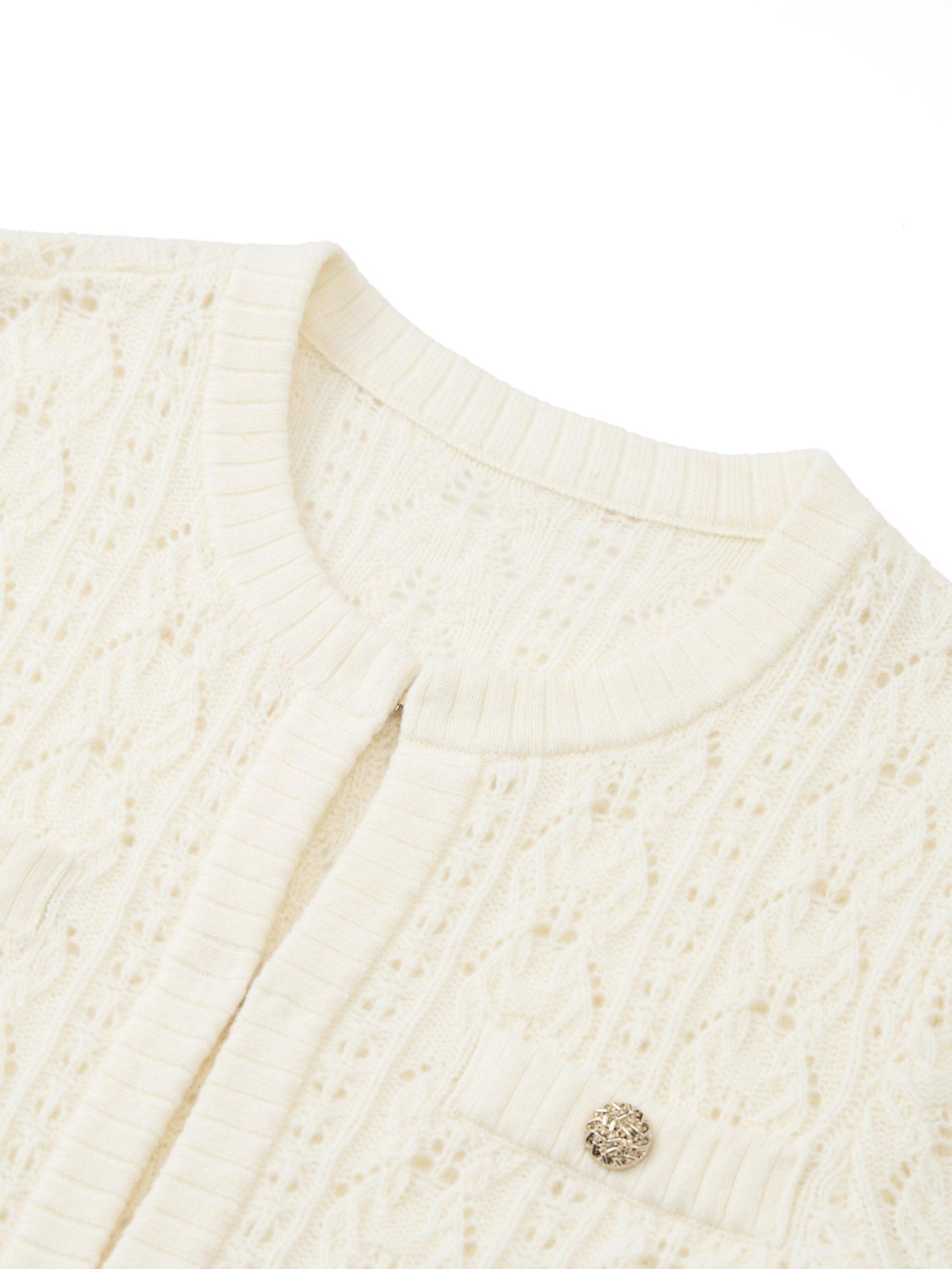 100% Wool Open Knit Women Cardigan Product Image