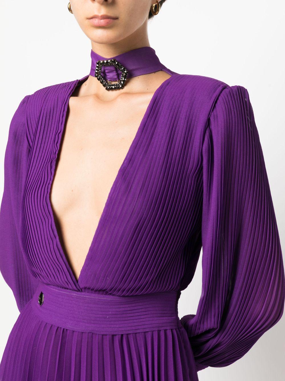 plunging V-neck pleated dress Product Image
