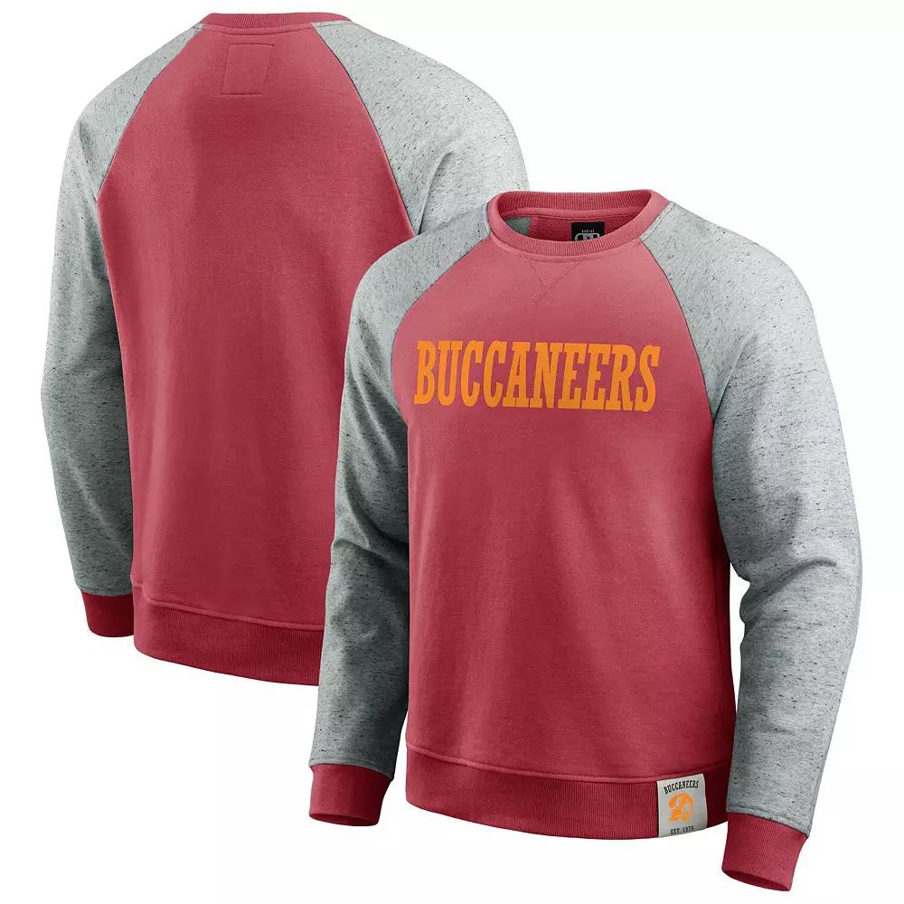 Men's Darius Rucker Collection by Fanatics Red/Heather Gray Tampa Bay Buccaneers Throwback Color Block Raglan Pullover Sweatshirt, Size: 2XL Product Image