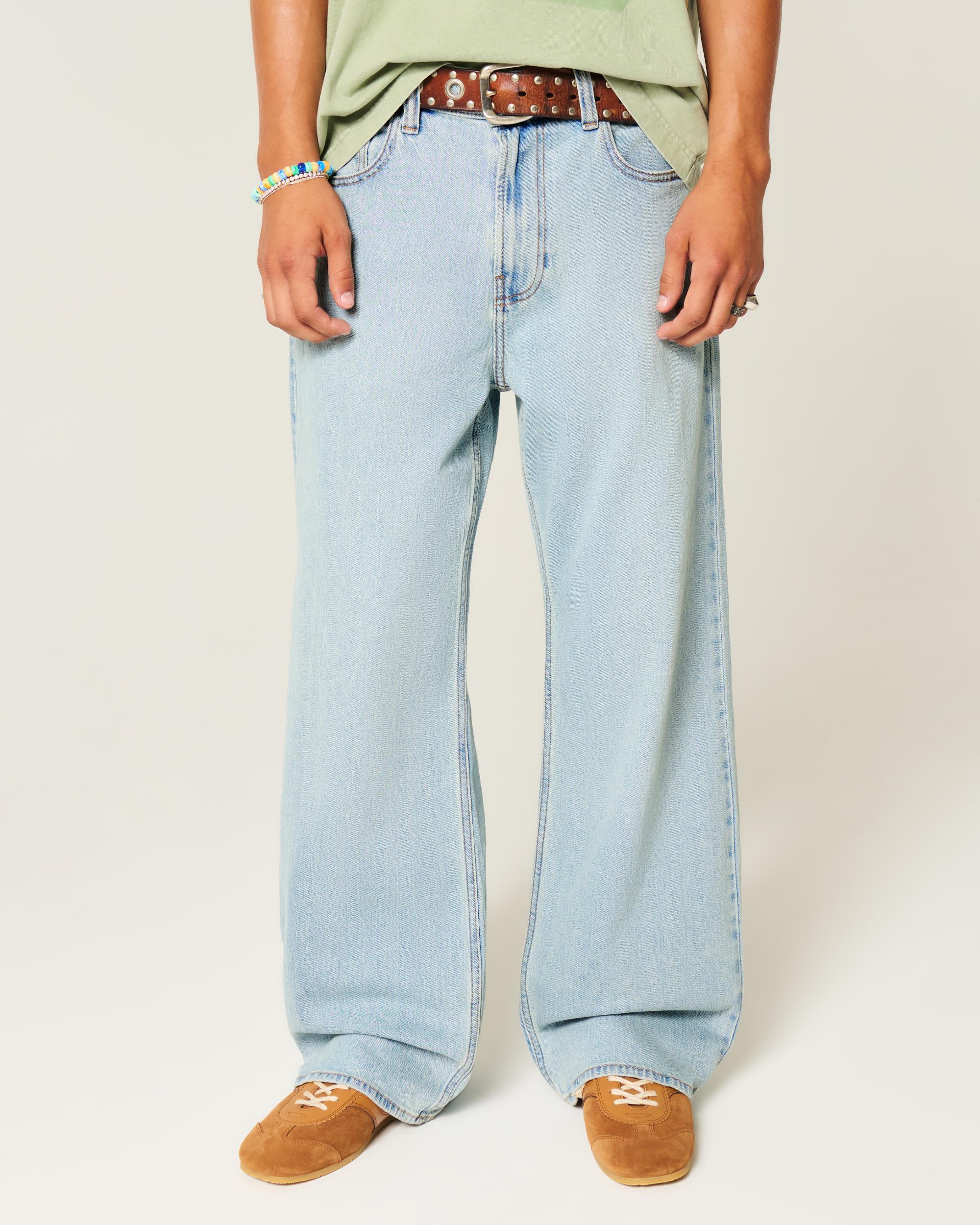 Light Wash Baggy Bootcut Jeans Product Image