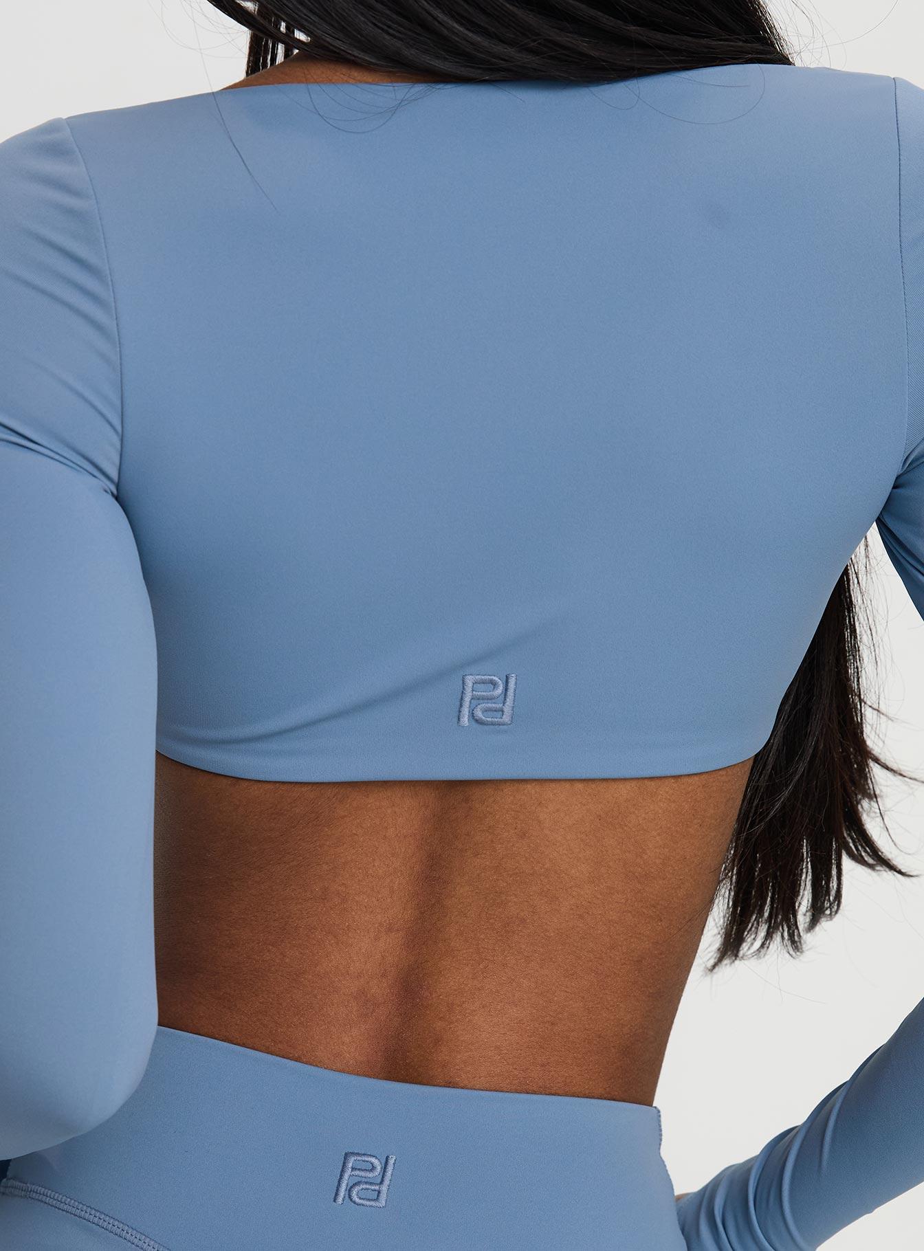 Set Point Active Square Neck Long Sleeve Top Blue Product Image