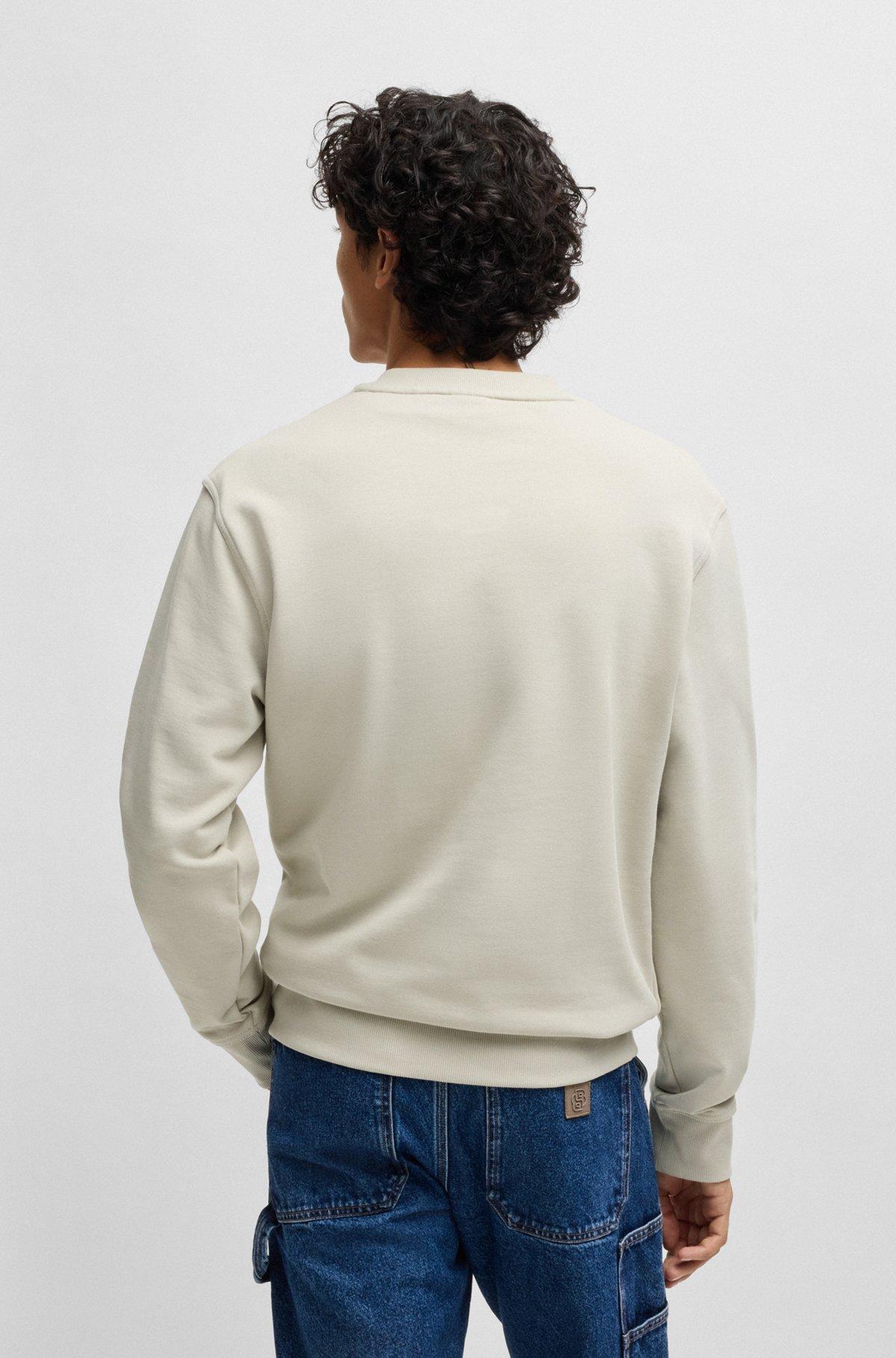 BOSS - Relaxed-fit cotton-terry sweatshirt with rubber-print logo - Light Beige Product Image