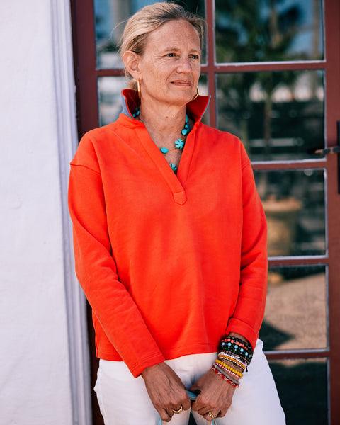 Inlet Pullover in Poppy Loopback Terry Product Image