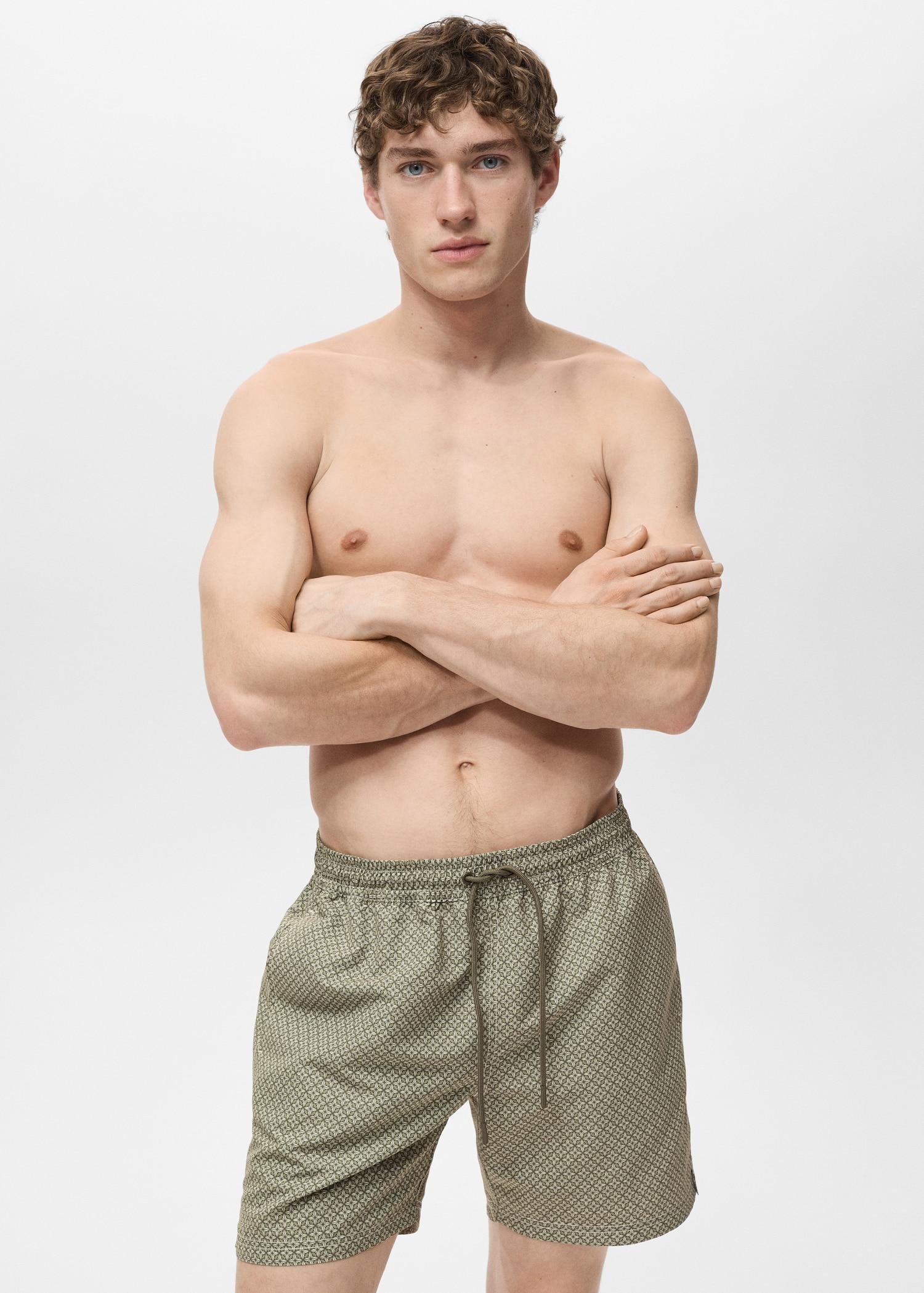 Geometric-print swimsuit - Men | MANGO USA Product Image