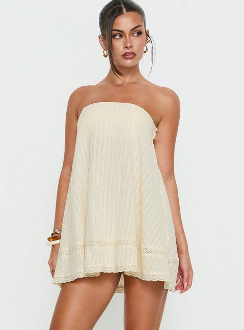 Gypsea Strapless Swing Mini Dress Butter Yellow Product Image