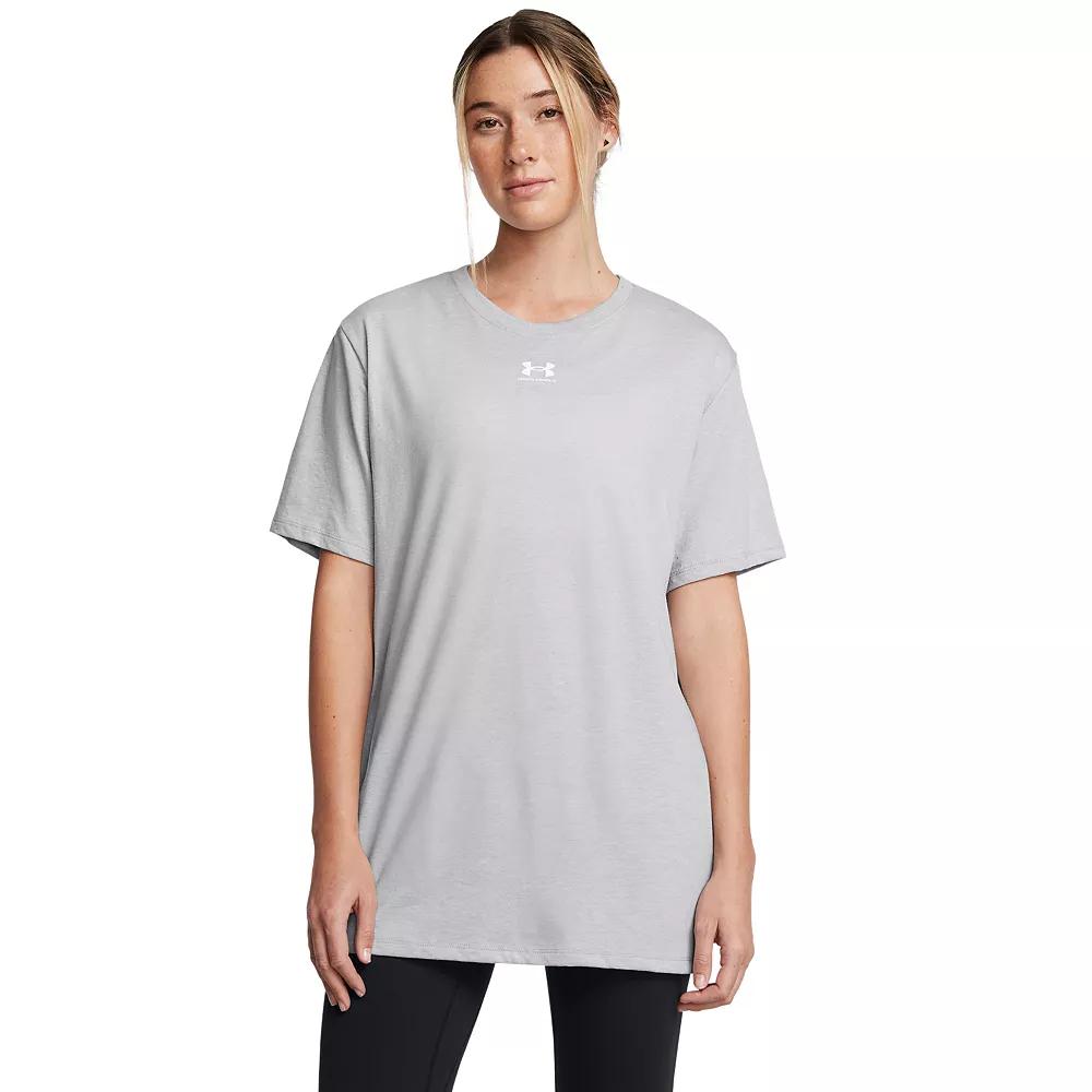 Women's Under Armour Rival OS Short Sleeve Tee, Size: XS, Mod Gray Product Image
