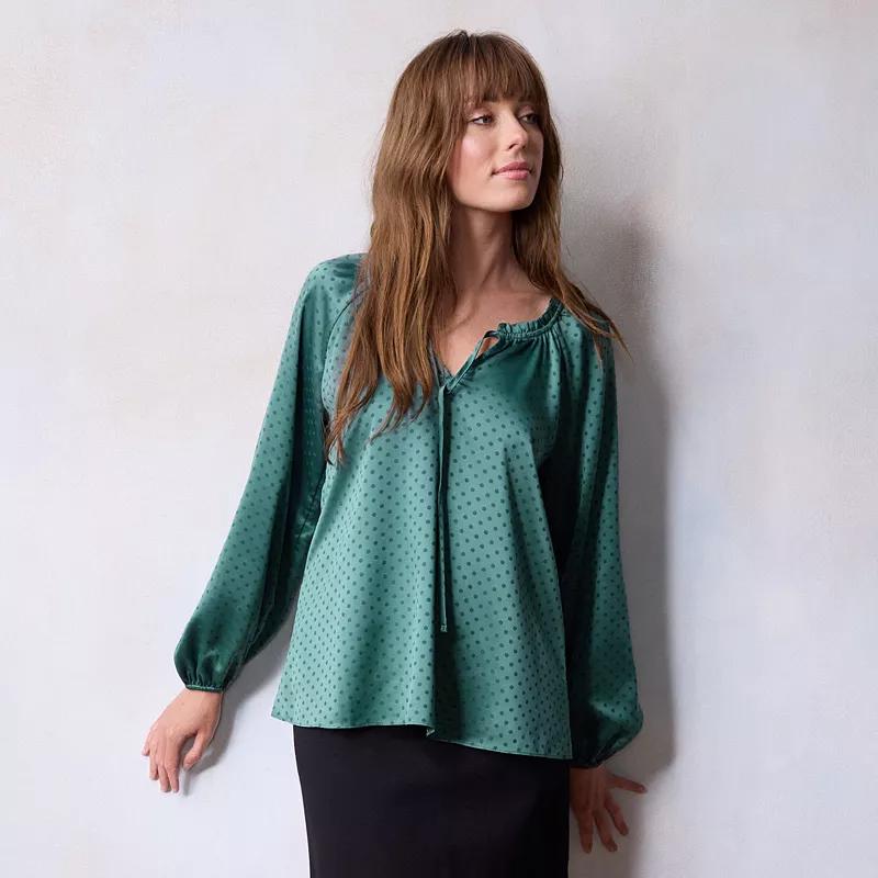 Women's LC Lauren Conrad Tie-Front Peasant Top, Size: XXL, Ballerina Tulle Product Image