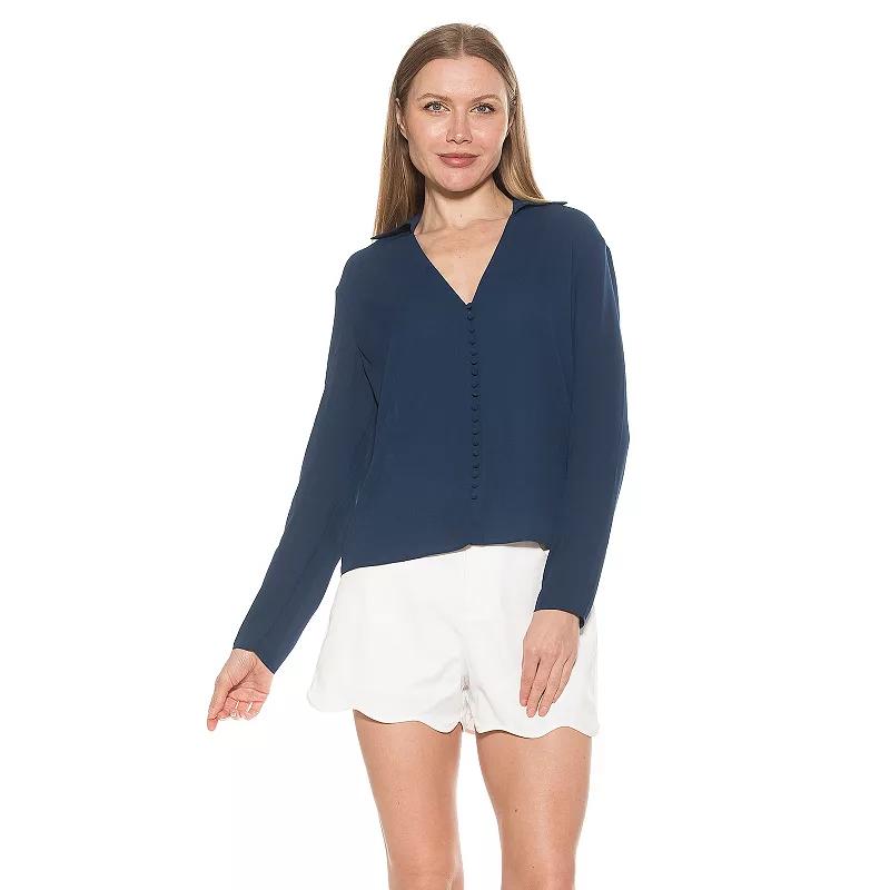 Women's ALEXIA ADMOR Lori Long Sleeve V-Neck Shirt,  Product Image