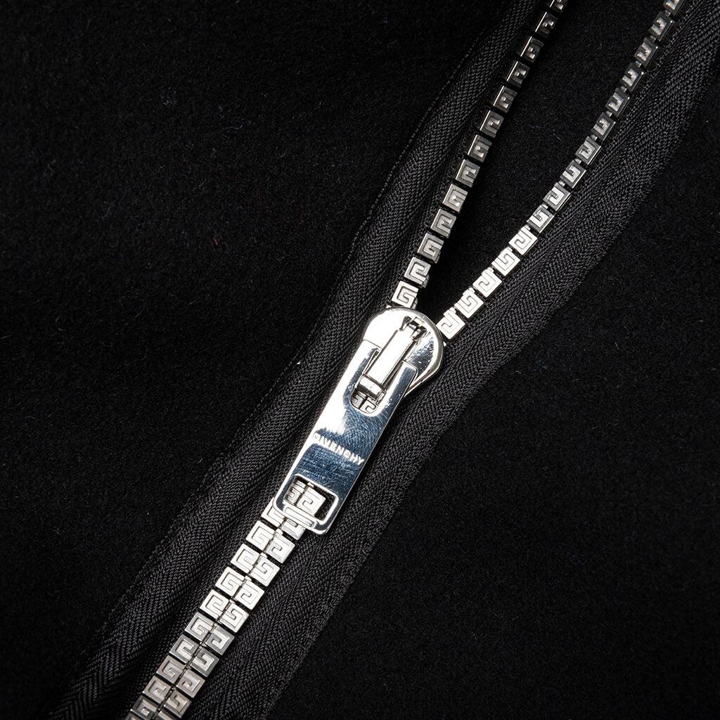 Wool and Leather Hooded Varsity Jacket - Black Male Product Image