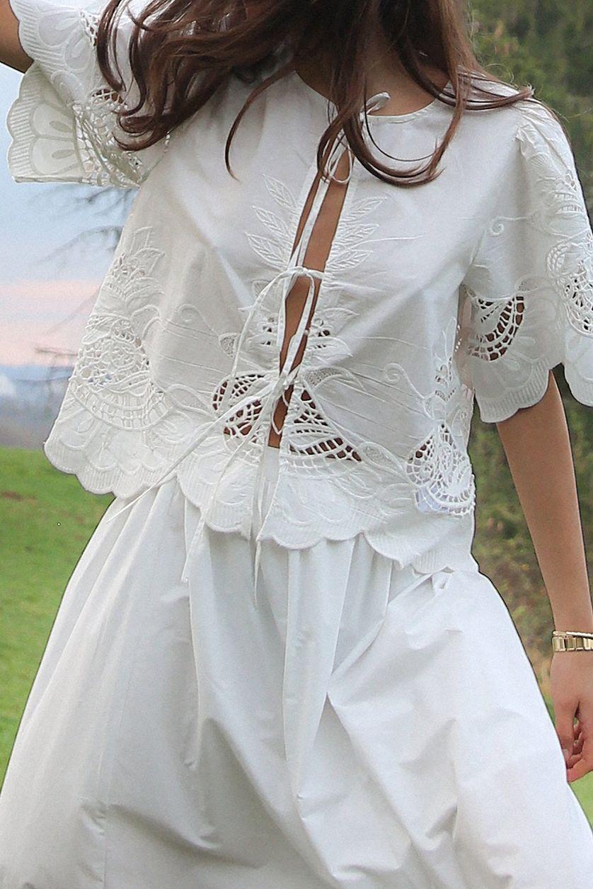 Anglais Tie Front Blouse Product Image