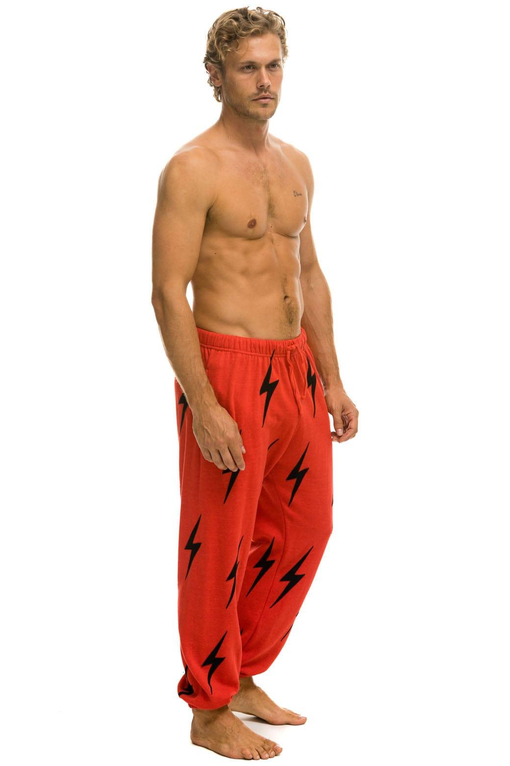 BOLT STITCH REPEAT SWEATPANTS - RED // BLACK Male Product Image