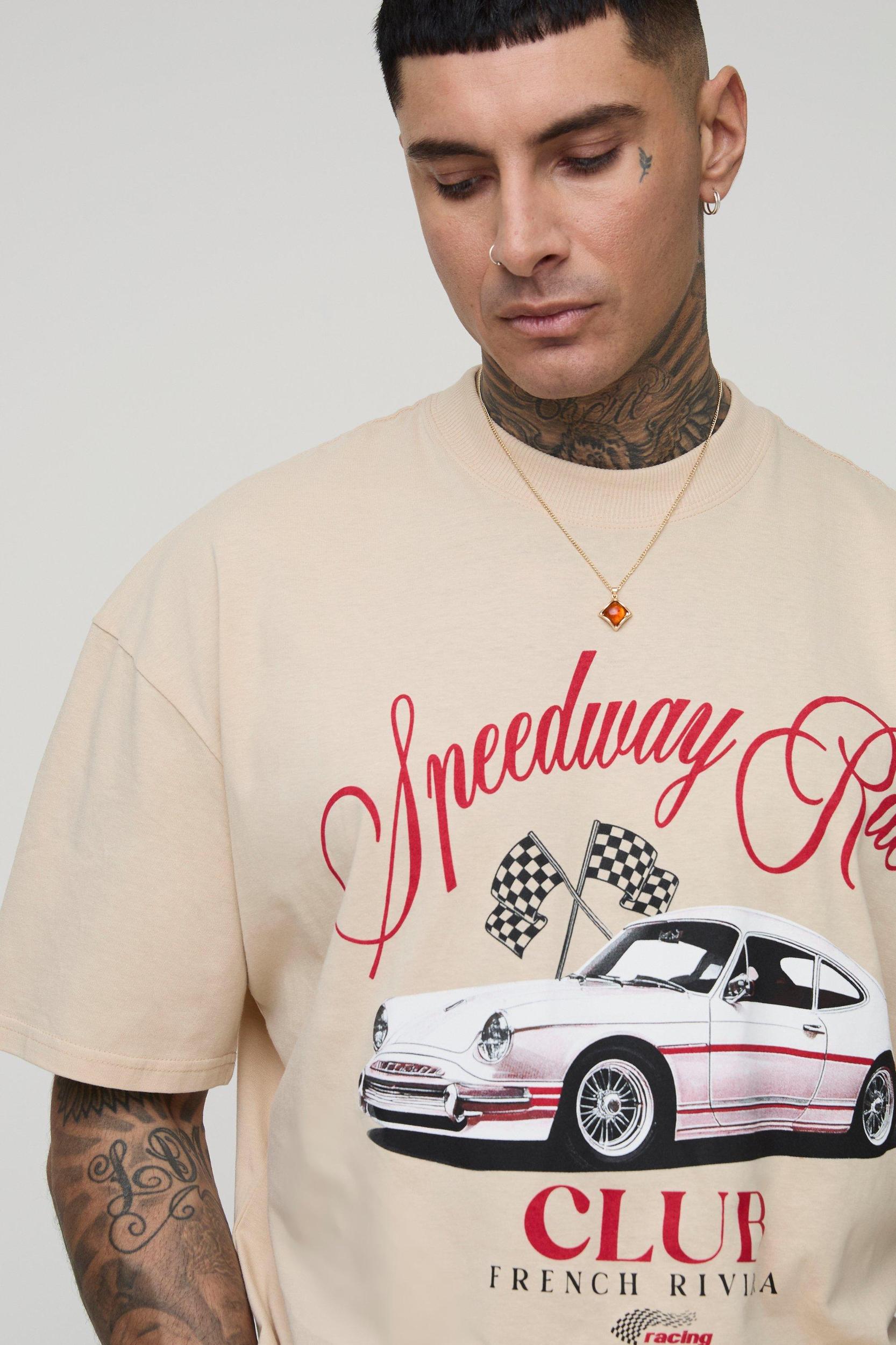 Tall Oversized Vintage Car Print T-Shirt | boohooMAN USA Product Image
