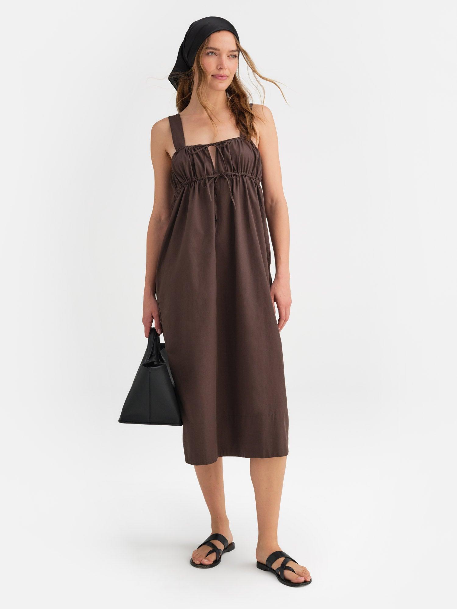 Organic Poplin Pocket Midi Dress Female Product Image