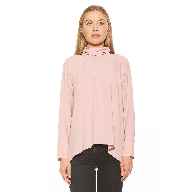 Women's ALEXIA ADMOR Danielle Mockneck Draped Flowy Blouse,  Product Image