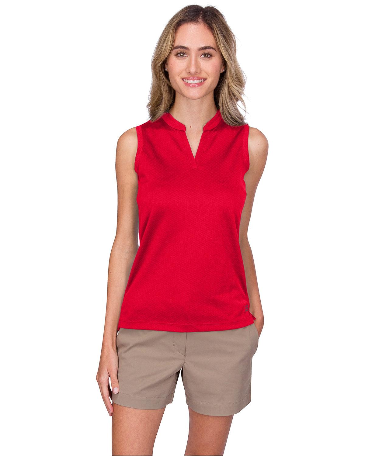 Three Sixty Six Women's Waffle-Textured Collarless Golf Polo Female Product Image