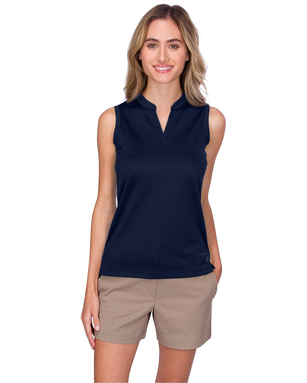 Three Sixty Six Women's Waffle-Textured Collarless Golf Polo Female Product Image