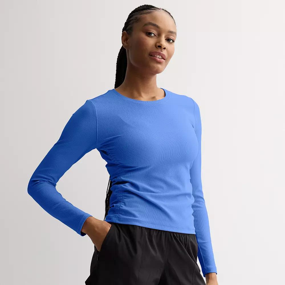 Women's Tek Gear® Shirred Rib Long Sleeve Top, Size: XXL, Tara Blue Product Image