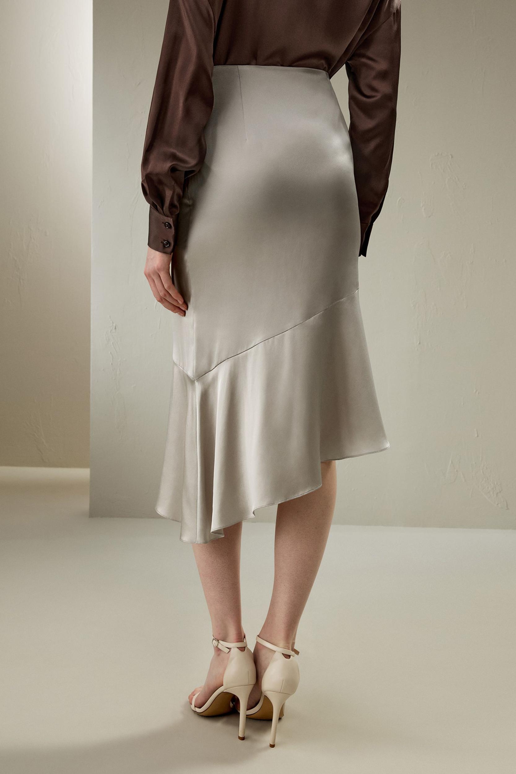 Silk Asymmetrical Fishtail Skirt Product Image