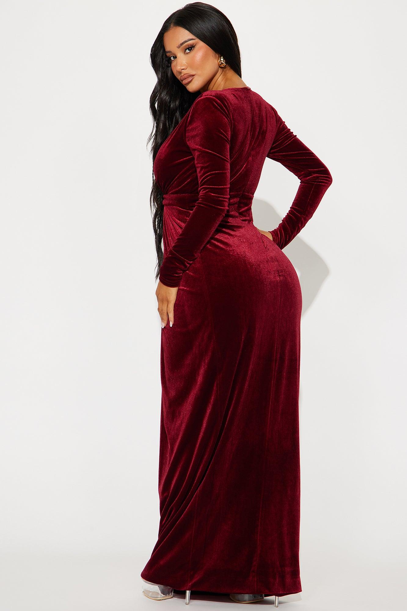 Roses Are Red Velvet Gown - Burgundy Product Image
