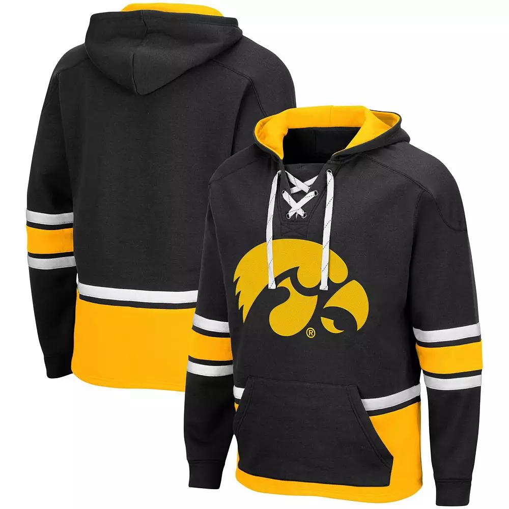 Men's Colosseum Black Iowa Hawkeyes Lace Up 3.0 Pullover Hoodie, Size: XL Product Image
