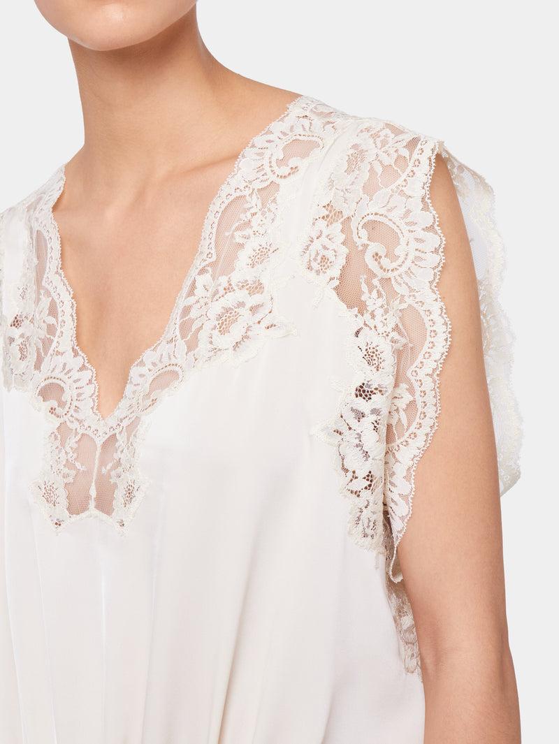 CHAMPAGNE LONG DRESS IN LACE AND SATIN Product Image