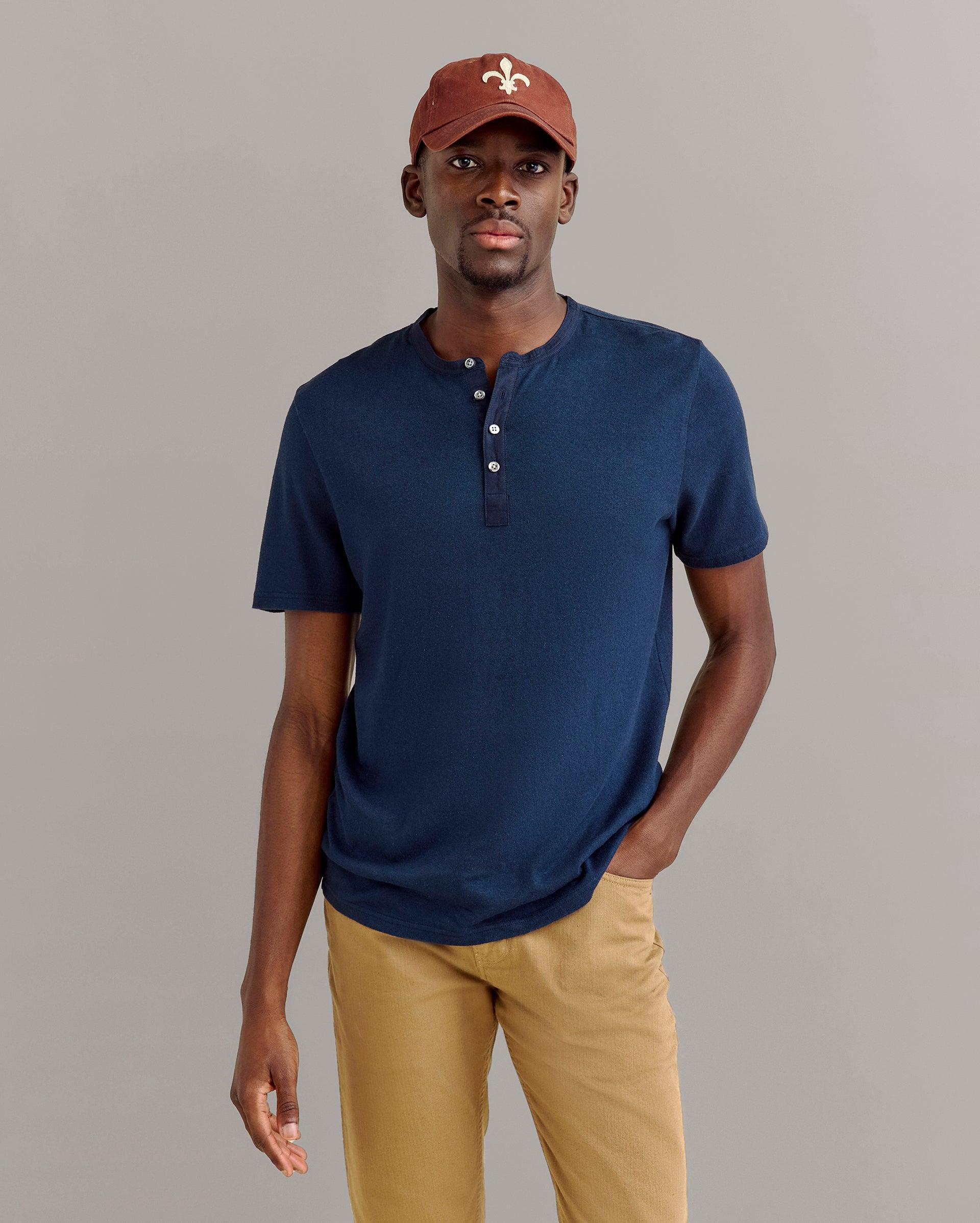 Short Sleeve Hemp Cotton Henley -  Product Image