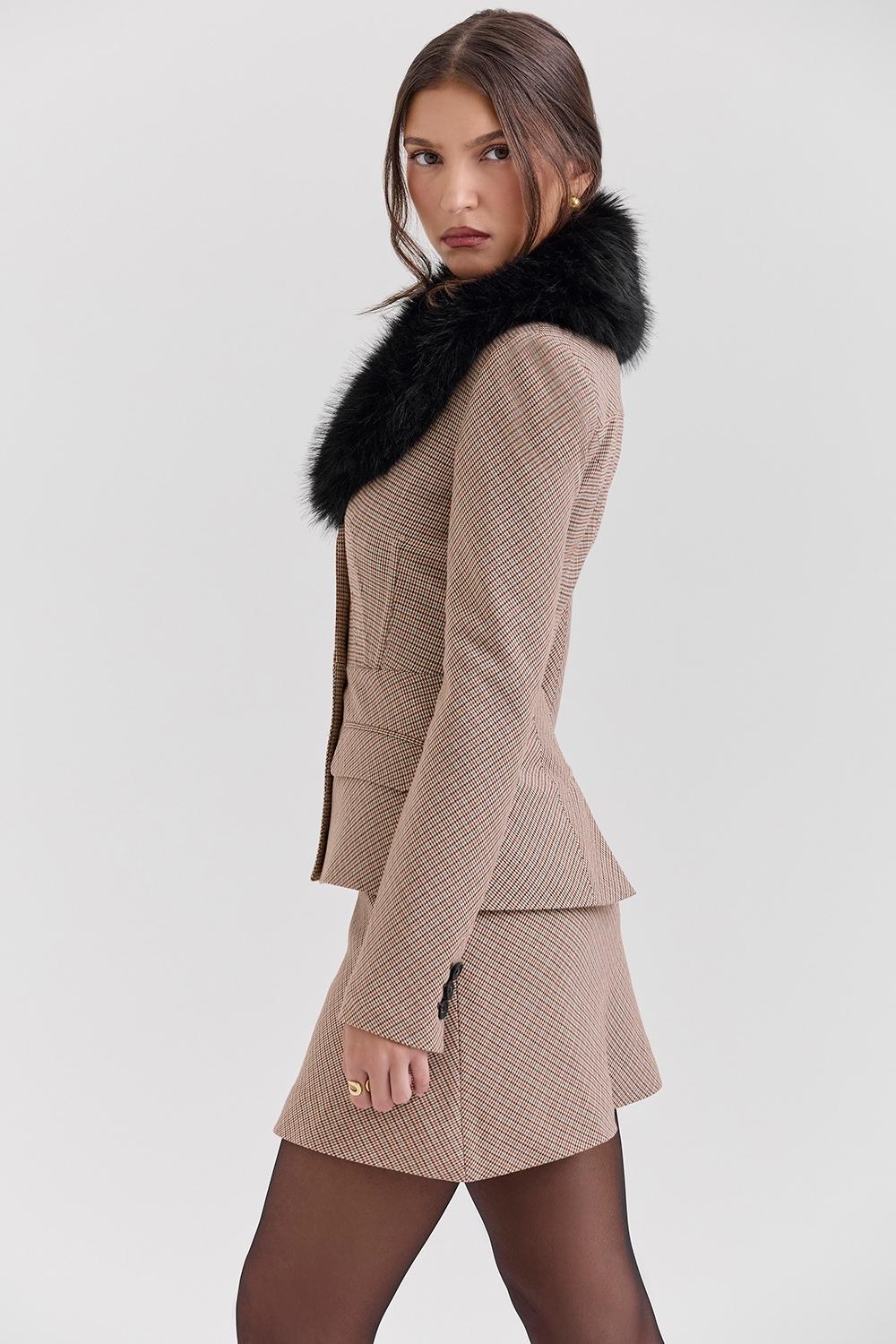 Buckingham  puppytooth check hourglass jacket - sale Product Image