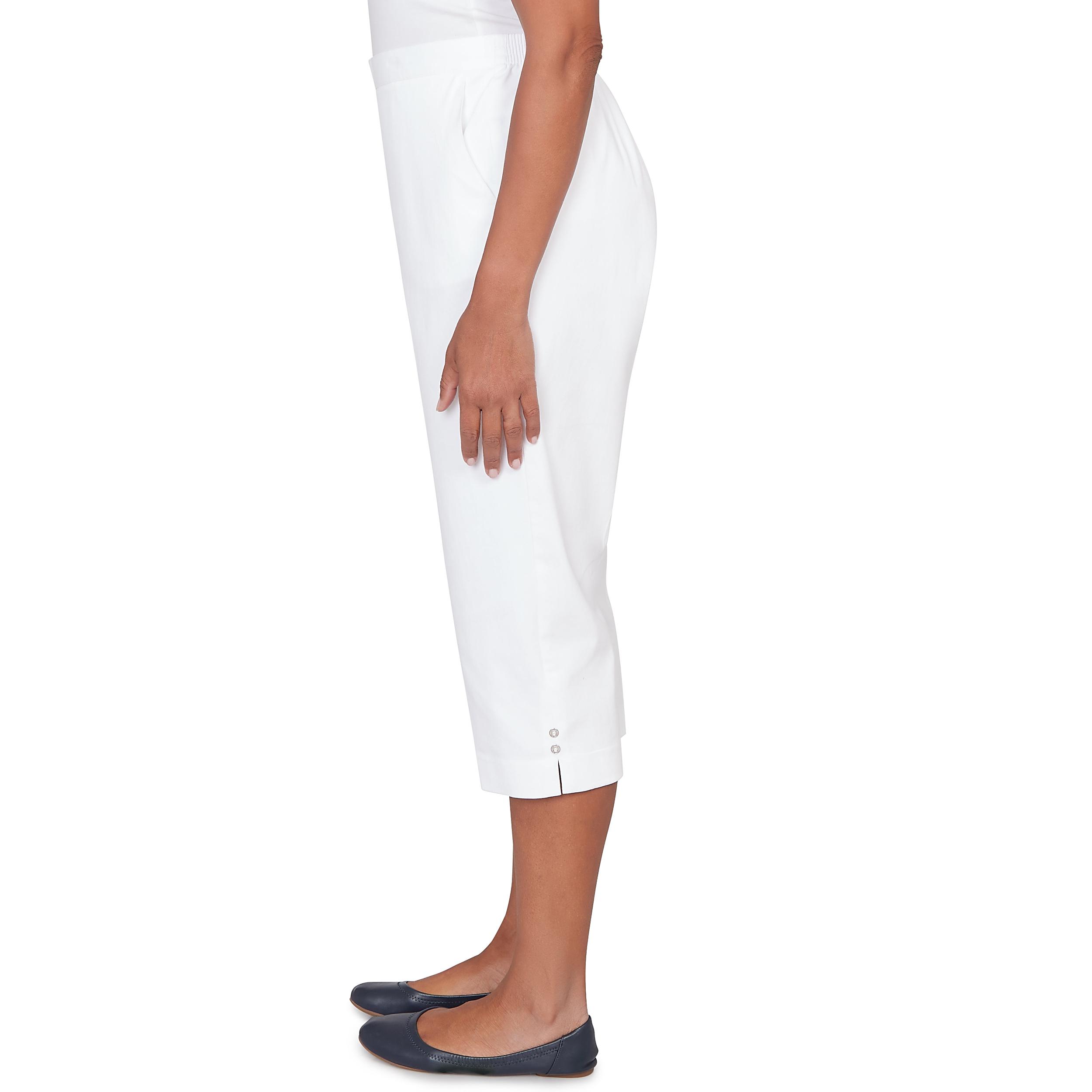 Alfred Dunner Solid Twill Button Hem Capri Pant- Petite Product Image