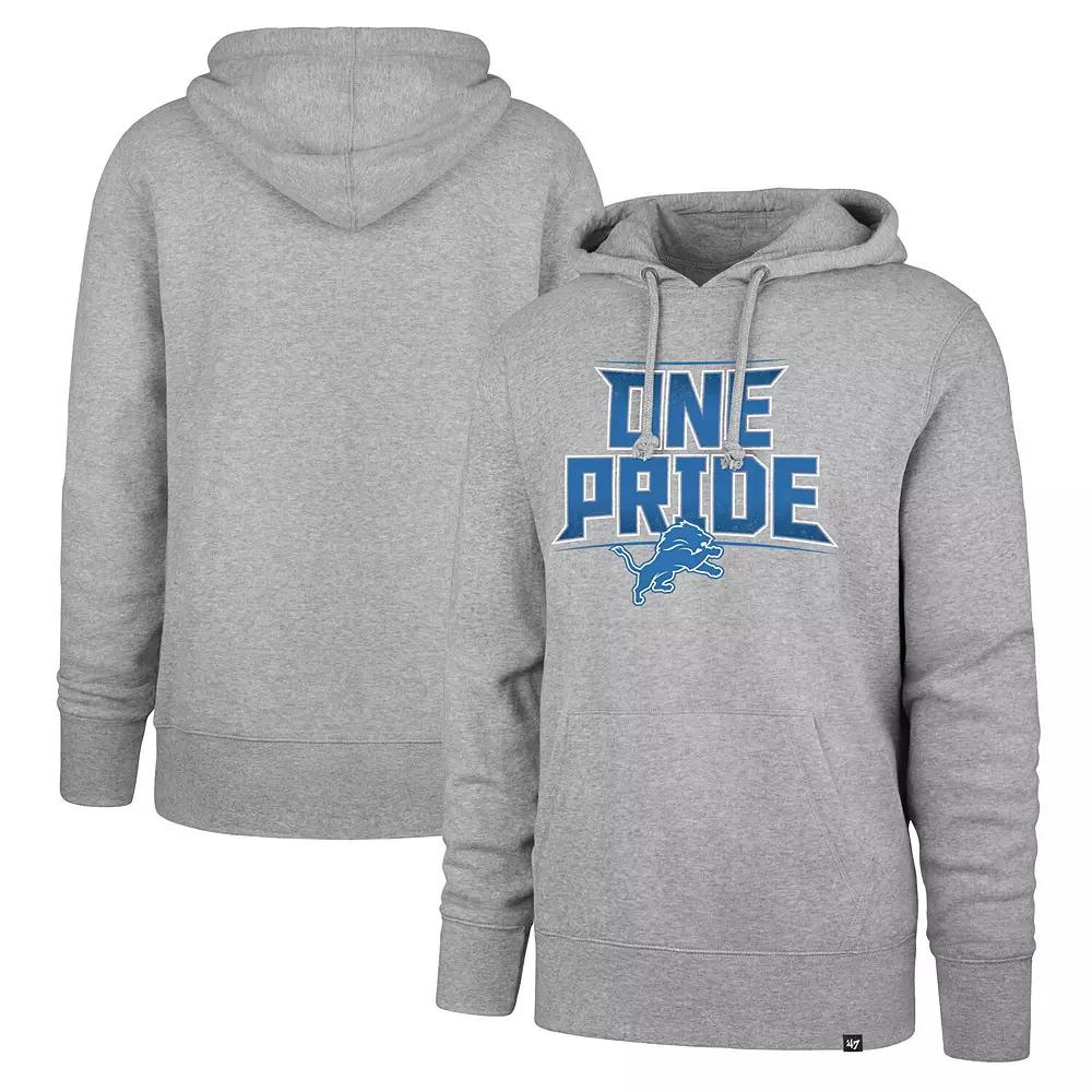 Men's '47 Gray Detroit Lions Regional Headline Pullover Hoodie,  Product Image