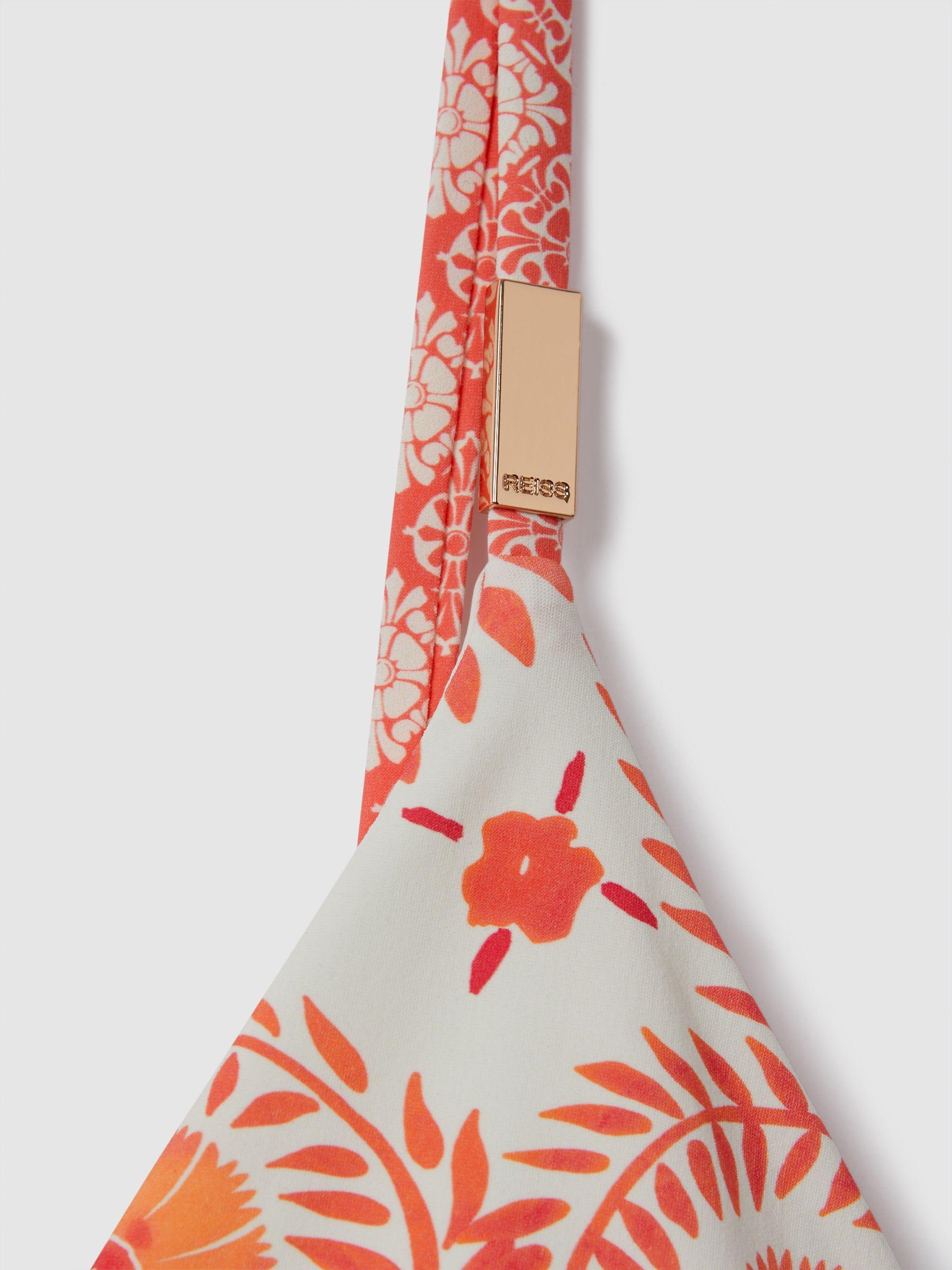 Printed Tie Back Bikini Top in Cream/Coral Product Image