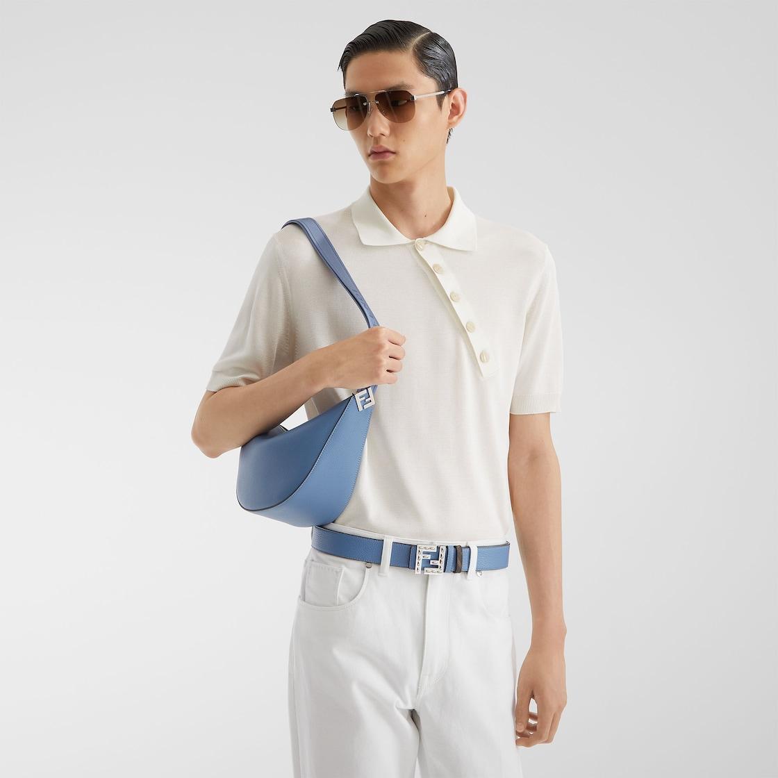 Fendi Roma Leather Fendi Melon SmallBlue leather bag Product Image