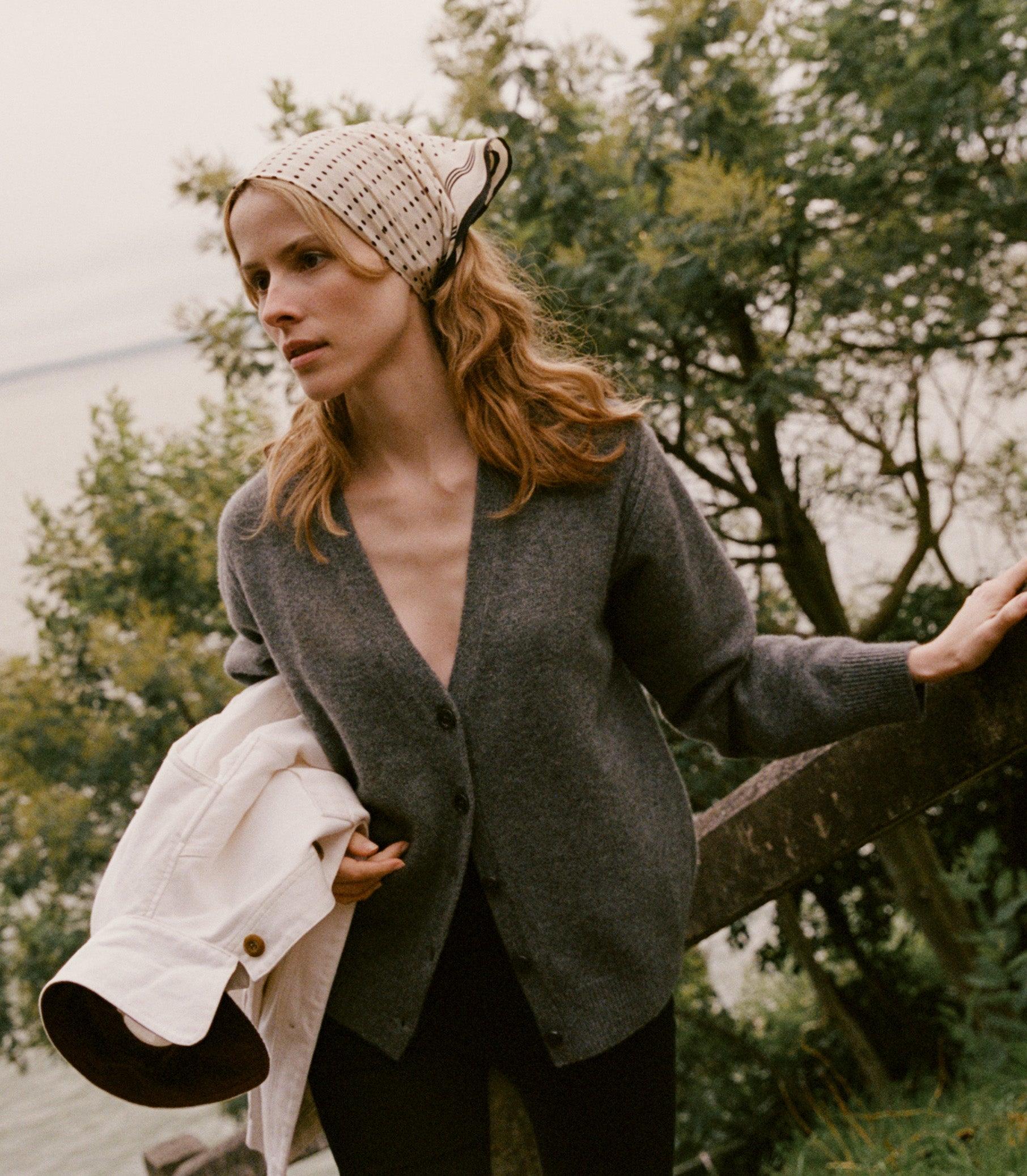 AURIE CASHMERE CARDIGAN -- CHARCOAL Product Image