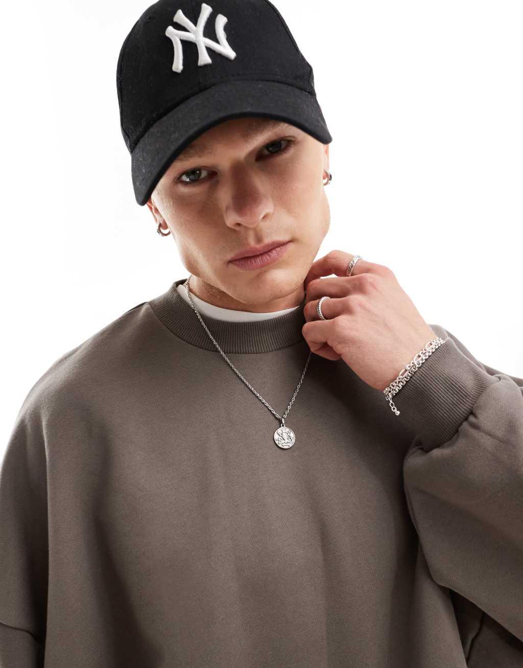 ASOS DESIGN premium heavyweight extreme oversized sweatshirt 400gsm in brown Product Image