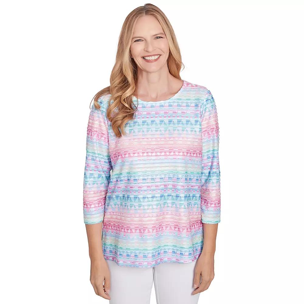 Women's Alfred Dunner Geometric Crewneck Biadere Top,  Product Image